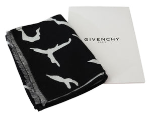 Givenchy Black White Wool Unisex Winter Warm Scarf Wrap Shawl - DEA STILOSA MILANO