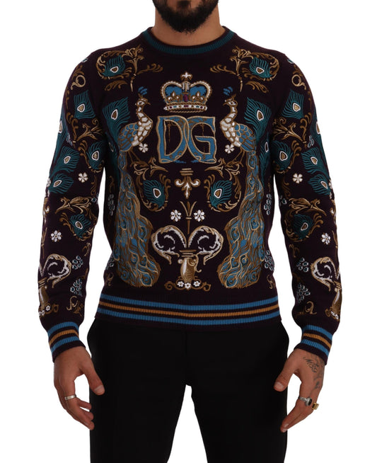 Dolce & Gabbana Bordeaux Cashmere DG Crown Embroidered Sweater - DEA STILOSA MILANO