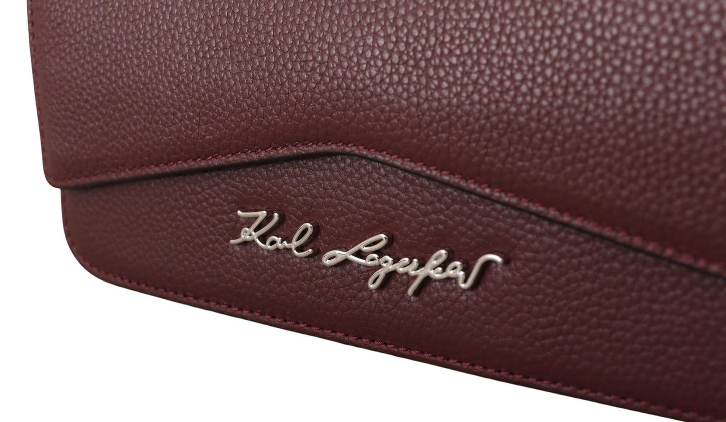 Karl Lagerfeld Wine Leather Evening Clutch Bag - DEA STILOSA MILANO