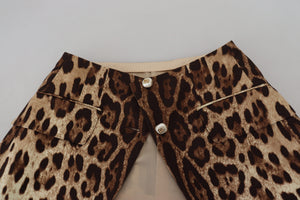 Dolce & Gabbana Brown Leopard Print Wool A-line Mini Skirt - DEA STILOSA MILANO