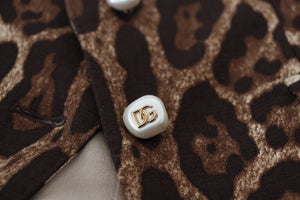 Dolce & Gabbana Brown Leopard Print Wool A-line Mini Skirt - DEA STILOSA MILANO
