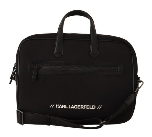 Karl Lagerfeld Black Nylon Laptop Crossbody Bag - DEA STILOSA MILANO