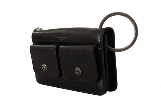 Dolce & Gabbana Black Leather Wristlet Mini Bag Card Bill Wallet - DEA STILOSA MILANO