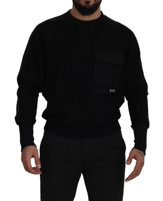 Dolce & Gabbana Black Cotton Crewneck Sweatshirt Sweater - DEA STILOSA MILANO