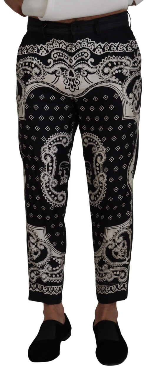 Dolce & Gabbana Black Silk Bandana Print Pants - DEA STILOSA MILANO