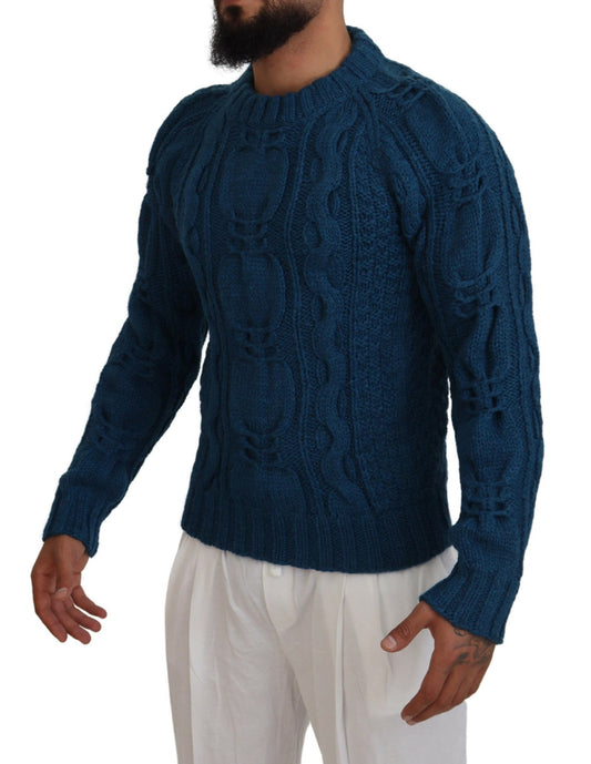 Dolce & Gabbana Blue Knitted Wool Alpaca Pullover Sweater - DEA STILOSA MILANO