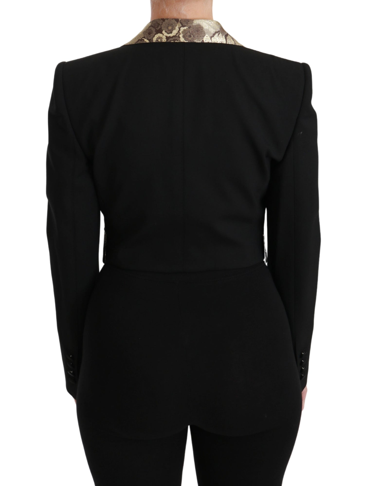 Dolce & Gabbana Black Jacquard Vest Blazer Coat Wool Jacket - DEA STILOSA MILANO