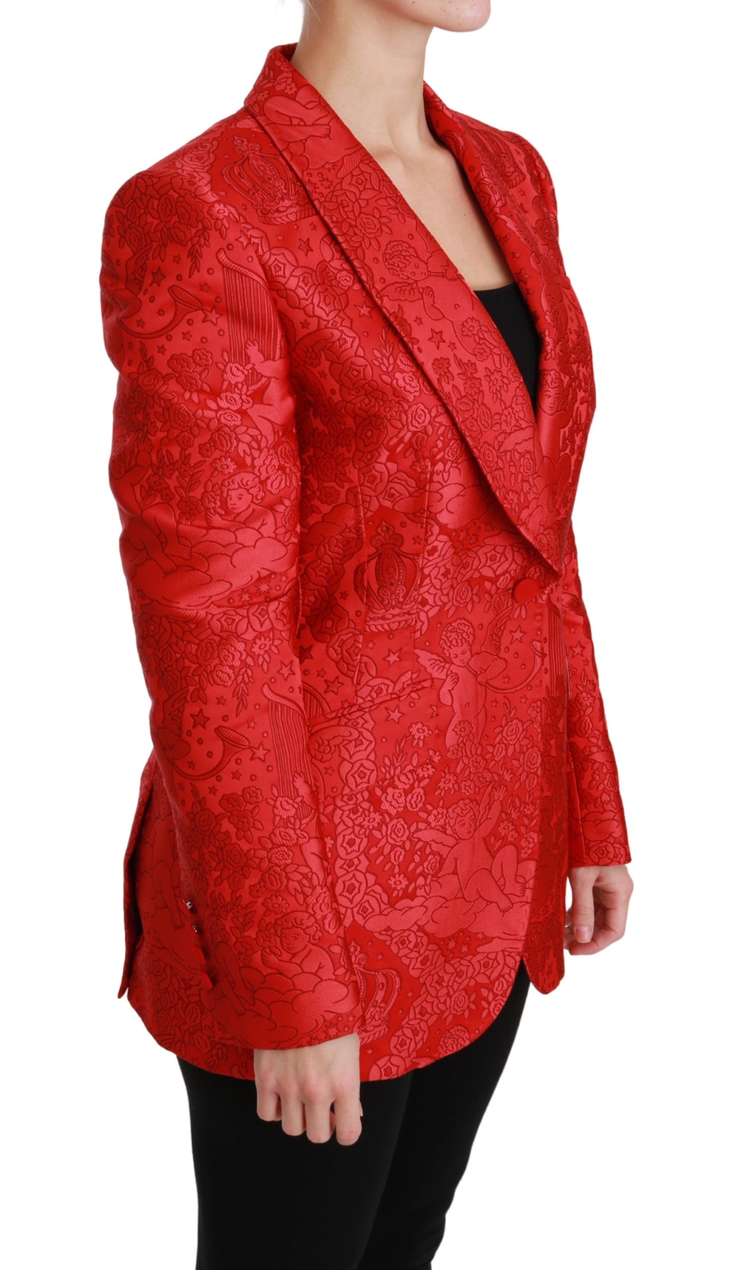 Dolce & Gabbana Red Floral Angel Blazer Coat Jacket - DEA STILOSA MILANO