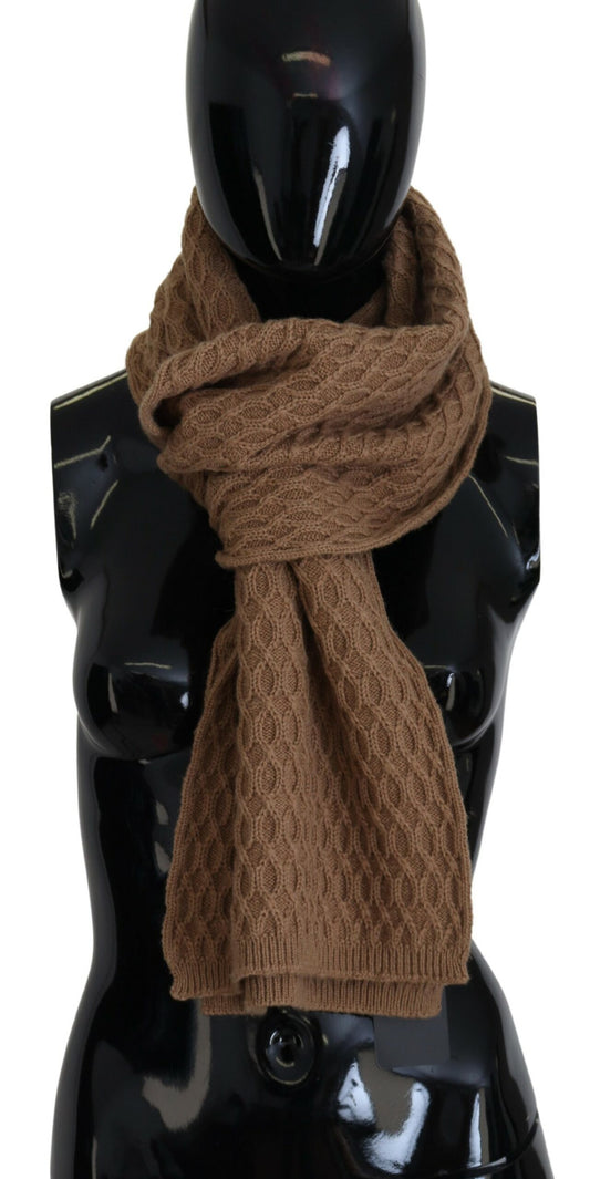 Dolce & Gabbana Dark Brown Wrap Shawl Knitted Camel Scarf - DEA STILOSA MILANO