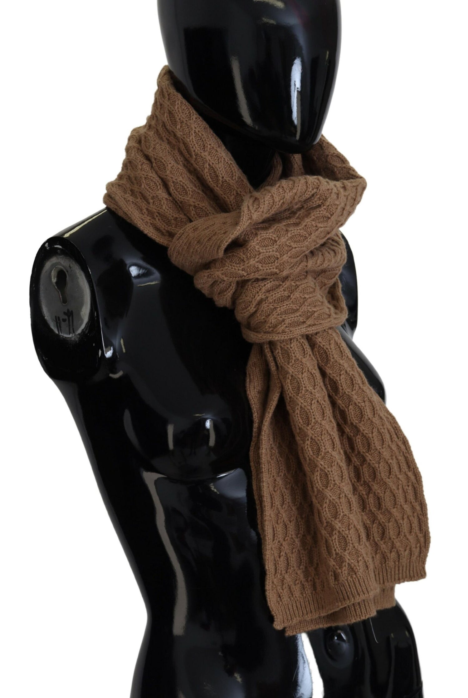 Dolce & Gabbana Dark Brown Wrap Shawl Knitted Camel Scarf - DEA STILOSA MILANO