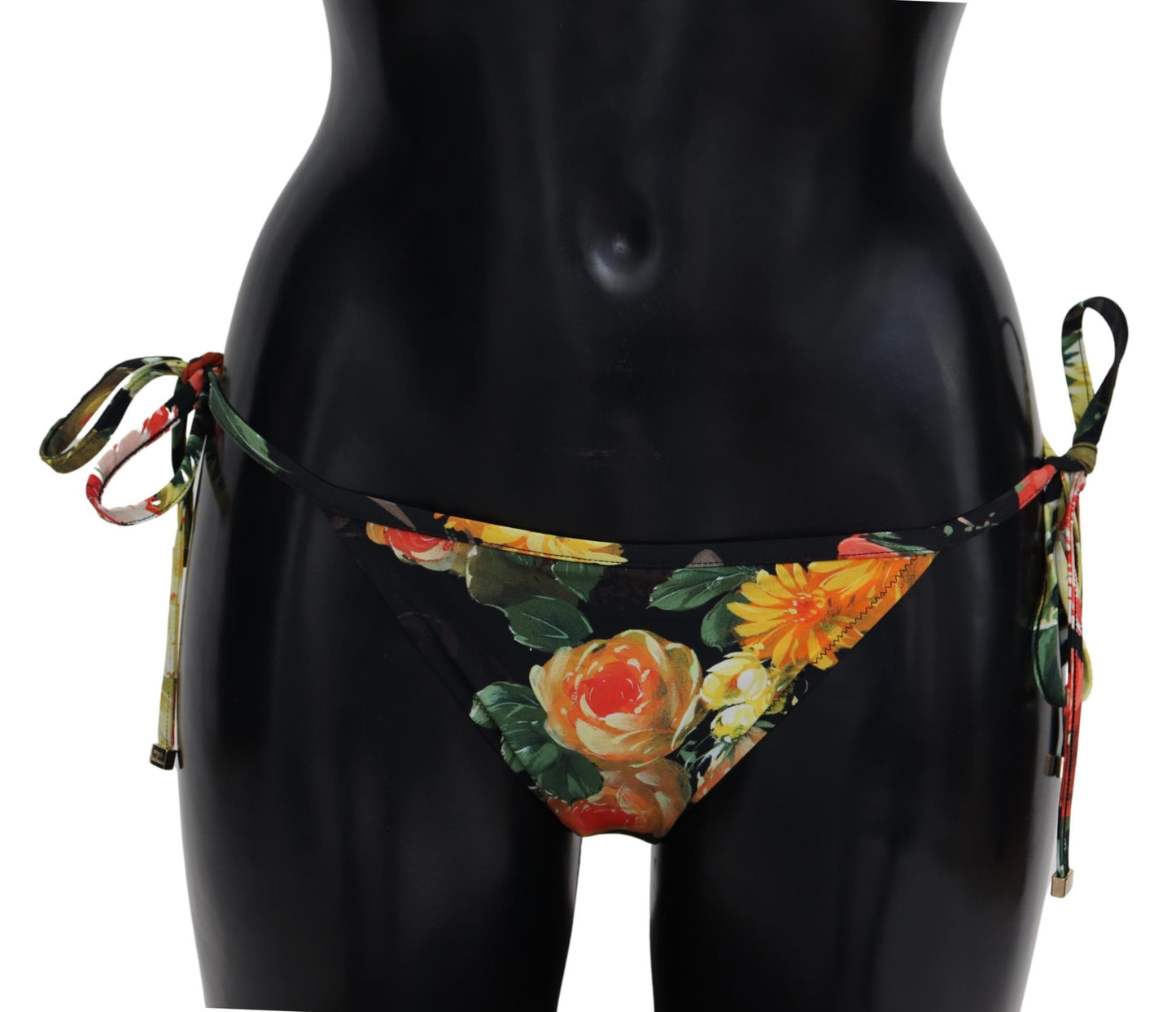Dolce & Gabbana Black Floral Print Beachwear Swimwear Bikini Bottom - DEA STILOSA MILANO