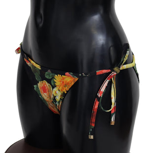 Dolce & Gabbana Black Floral Print Beachwear Swimwear Bikini Bottom - DEA STILOSA MILANO