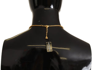 Dolce & Gabbana Gold Rose Love Crystal Charm Chain Necklace - DEA STILOSA MILANO