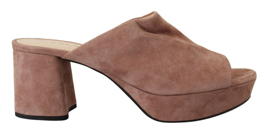 Prada Dark Rose Suede Camoscio Sandals Block Heels Shoes - DEA STILOSA MILANO