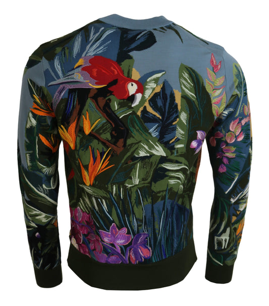 Dolce & Gabbana Jungle Wool Silk Pullover Logo Sweater - DEA STILOSA MILANO
