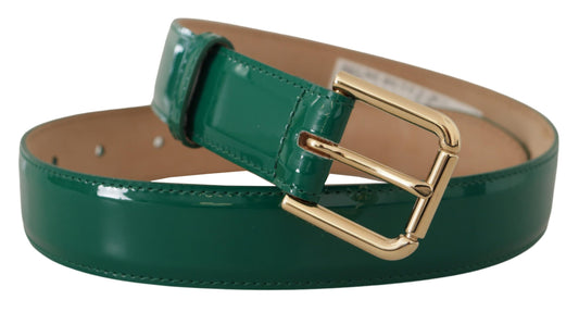 Dolce & Gabbana Green Patent Leather Logo Engraved Buckle Belt - DEA STILOSA MILANO