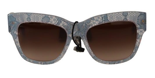 Dolce & Gabbana Blue Lace Acetate Rectangle Shades Sunglasses - DEA STILOSA MILANO
