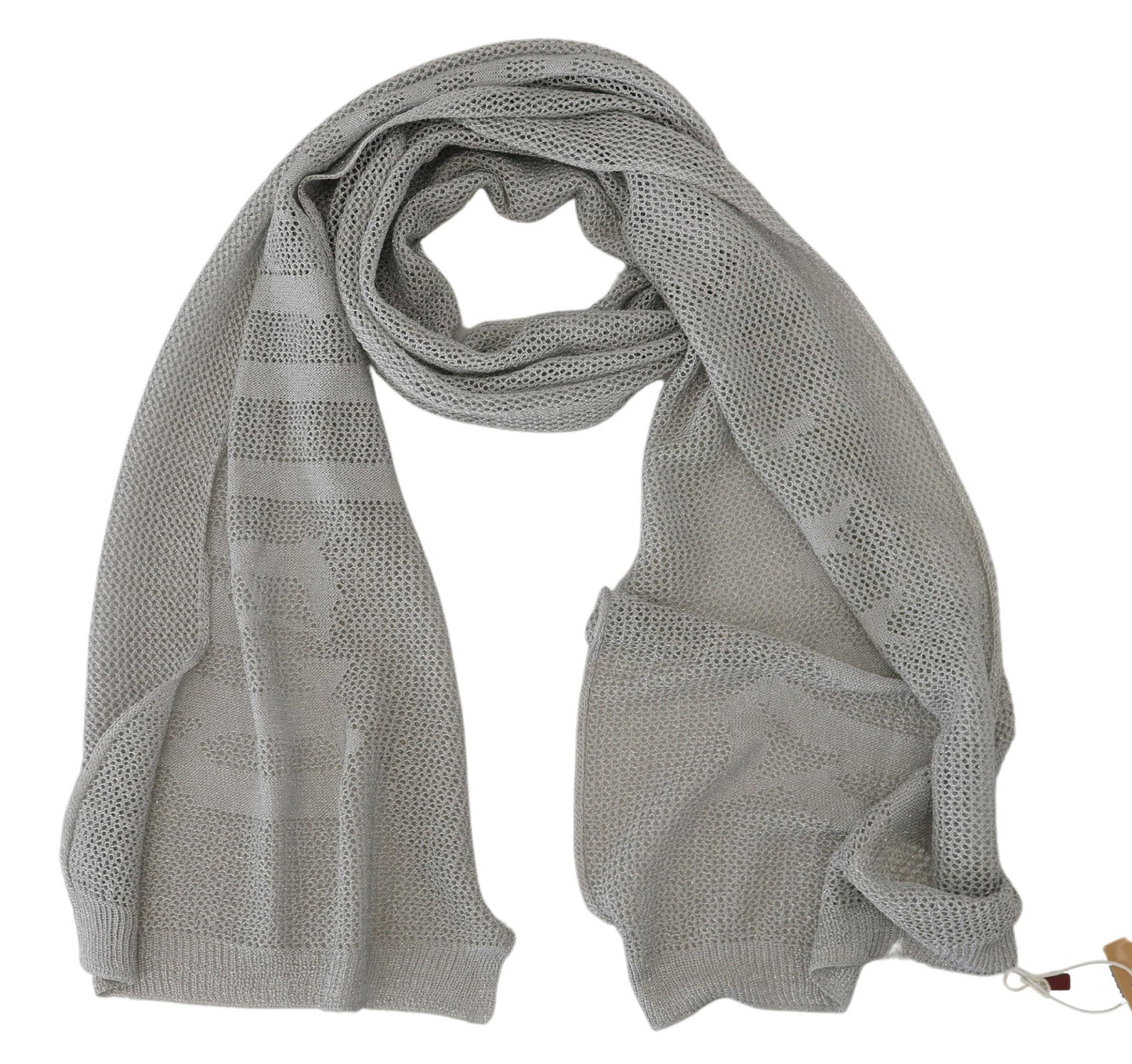 John Galliano Gray Logo Knitted Neck Wrap Shawl Foulard Scarf - DEA STILOSA MILANO