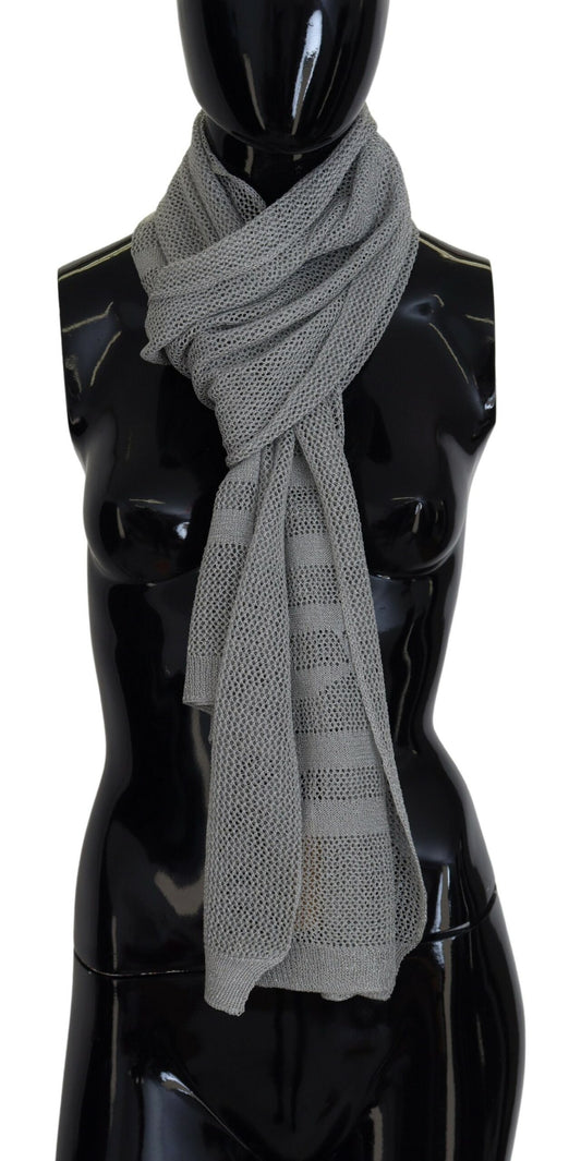 John Galliano Gray Logo Knitted Neck Wrap Shawl Foulard Scarf - DEA STILOSA MILANO
