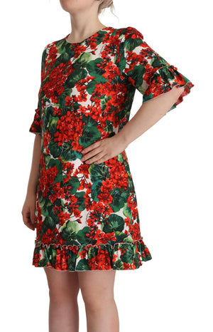 Dolce & Gabbana Multicolor Red Floral Shift Gown Dress - DEA STILOSA MILANO
