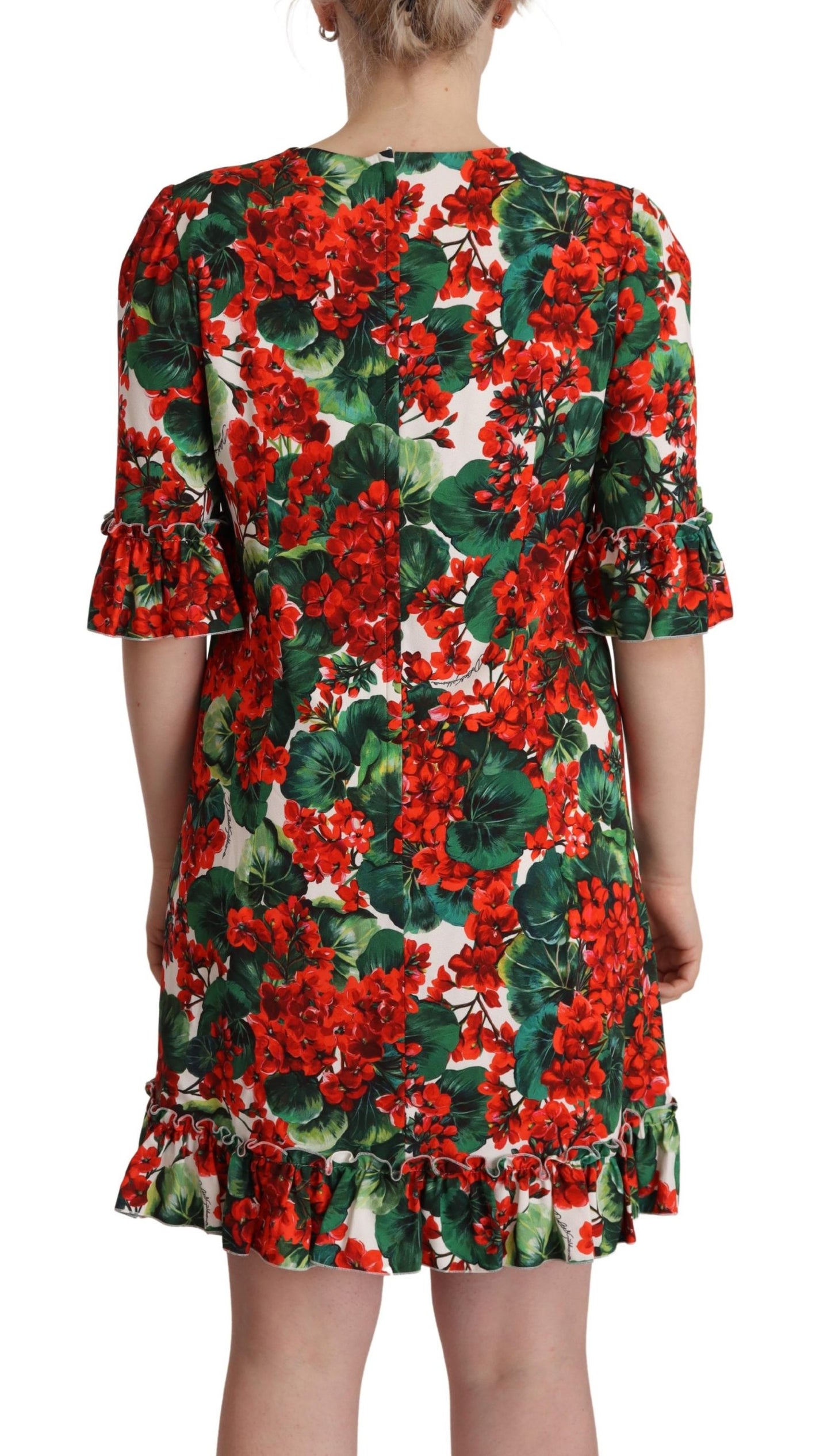 Dolce & Gabbana Multicolor Red Floral Shift Gown Dress - DEA STILOSA MILANO