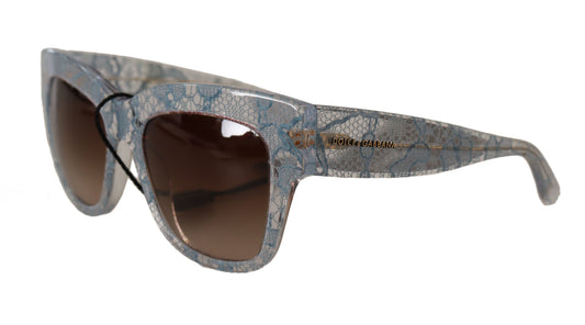 Dolce & Gabbana Blue Lace Acetate Rectangle Shades Sunglasses - DEA STILOSA MILANO