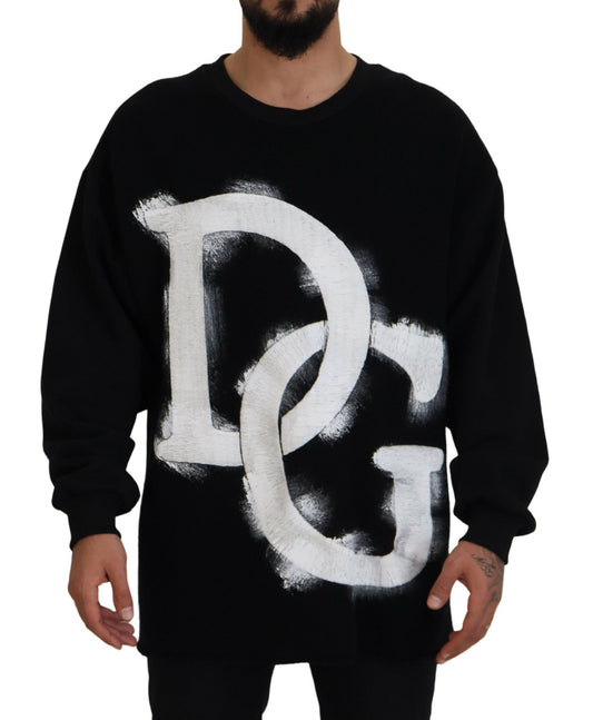 Dolce & Gabbana Black DG Logo Cotton Pullover Sweater - DEA STILOSA MILANO