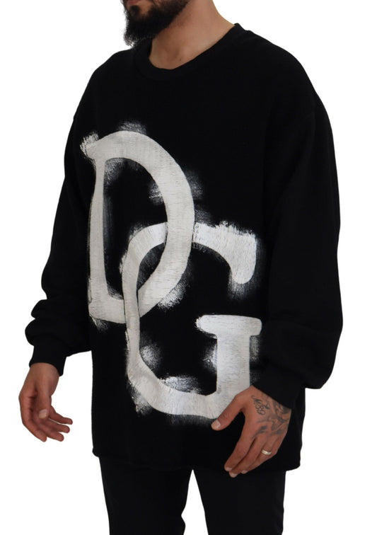 Dolce & Gabbana Black DG Logo Cotton Pullover Sweater - DEA STILOSA MILANO