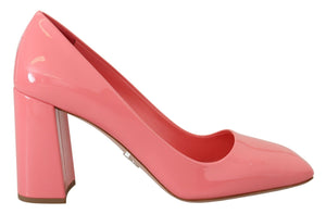 Prada Pink Patent Leather Block Heels Pumps Classic - DEA STILOSA MILANO