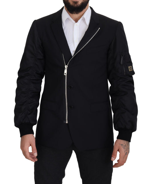 Dolce & Gabbana Black Wool Full Zip Long Sleeves Jacket - DEA STILOSA MILANO