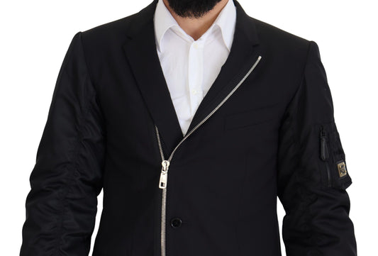 Dolce & Gabbana Black Wool Full Zip Long Sleeves Jacket - DEA STILOSA MILANO