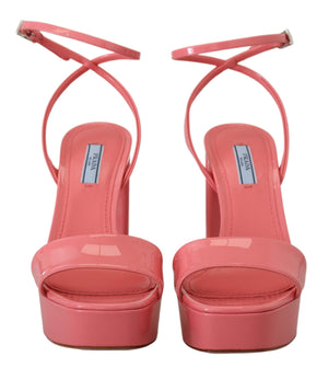 Prada Pink Patent Sandals Ankle Strap Heels Sandal - DEA STILOSA MILANO