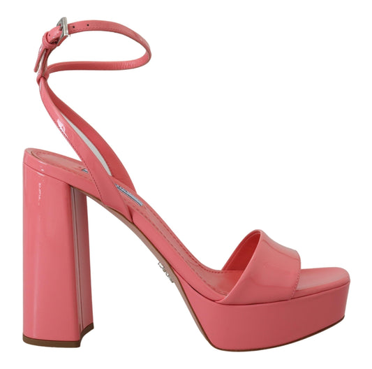Prada Pink Patent Sandals Ankle Strap Heels Sandal - DEA STILOSA MILANO