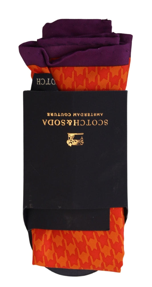 Scotch & Soda Orange Purple Silk Square Handkerchief Scarf - DEA STILOSA MILANO