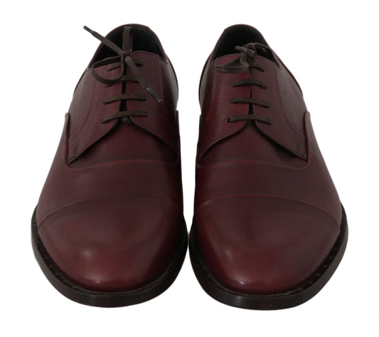 Dolce & Gabbana Red Bordeaux Leather Derby Formal Shoes - DEA STILOSA MILANO