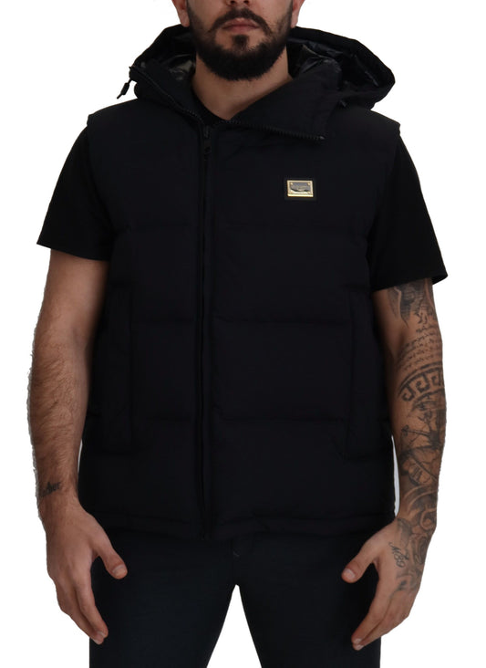 Dolce & Gabbana Black Polyester Hooded Short Sleeves Jacket - DEA STILOSA MILANO