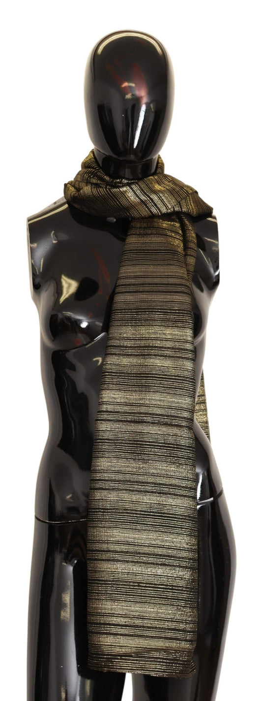 Dolce & Gabbana Metallic Gold Silk Stretch Shawl Wrap Scarf - DEA STILOSA MILANO