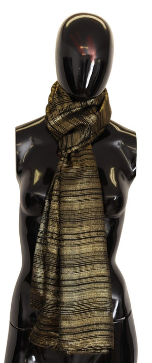 Dolce & Gabbana Metallic Gold Silk Stretch Shawl Wrap Scarf - DEA STILOSA MILANO
