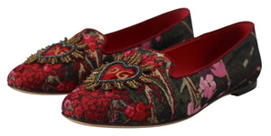 Dolce & Gabbana Multicolor Jacquard Sacred Heart Patch Slip On Shoes - DEA STILOSA MILANO