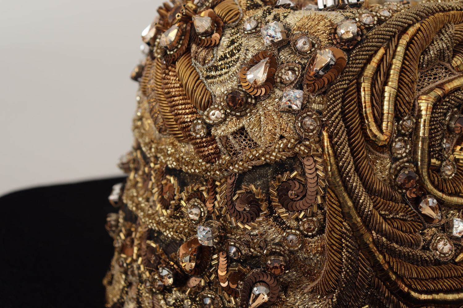 Dolce & Gabbana Gold Embellished Crystal Rhinestone Embroidered Fedora Hat - DEA STILOSA MILANO