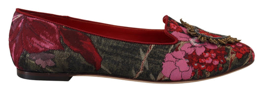 Dolce & Gabbana Multicolor Jacquard Sacred Heart Patch Slip On Shoes - DEA STILOSA MILANO