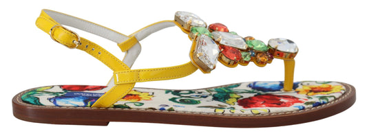 Dolce & Gabbana Multicolor Majolica Crystal Sandals Flip Flop Shoes - DEA STILOSA MILANO