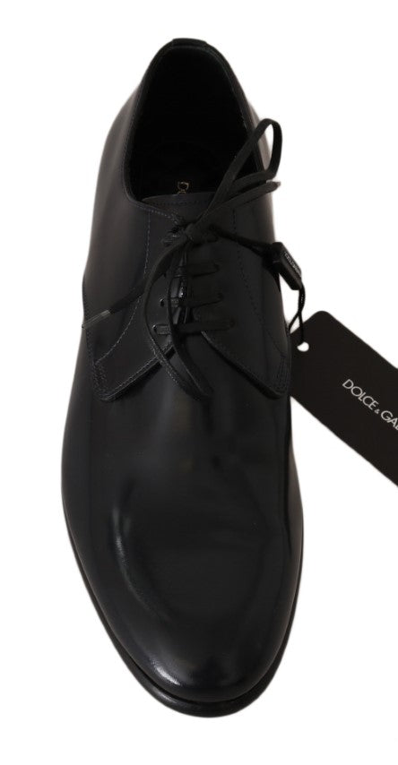 Dolce & Gabbana Blue Leather Polished Dress Derby Shoes - DEA STILOSA MILANO