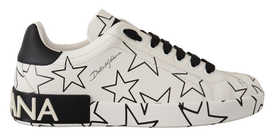 Dolce & Gabbana White Leather Stars Low Top Sneakers Shoes - DEA STILOSA MILANO
