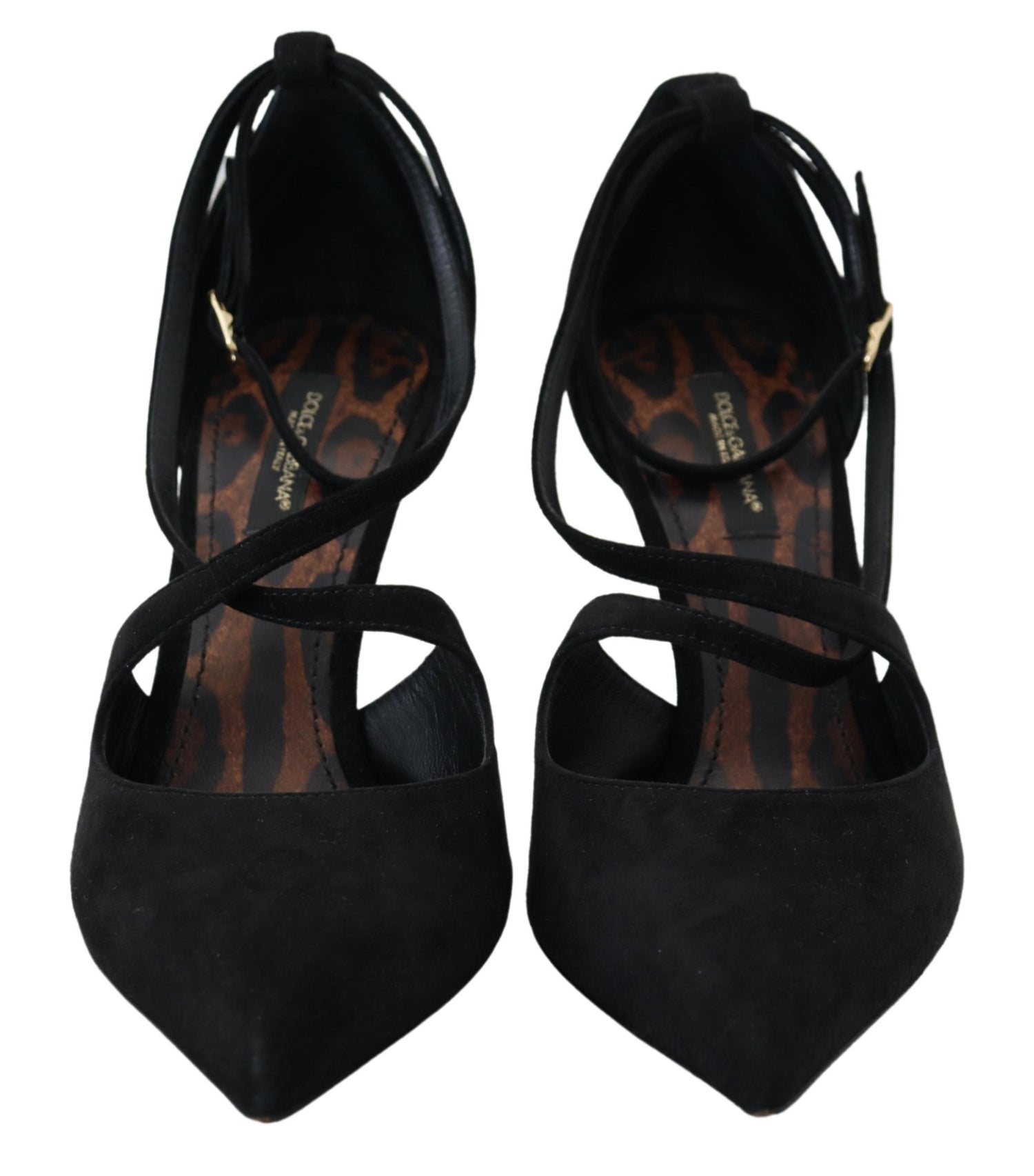 Dolce & Gabbana Black Suede Ankle Strap Pumps Heels Shoes - DEA STILOSA MILANO