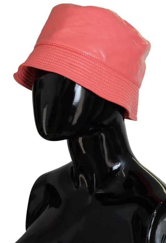 Dolce & Gabbana Peach Quilted Faux Leather Women Bucket Cap Hat - DEA STILOSA MILANO