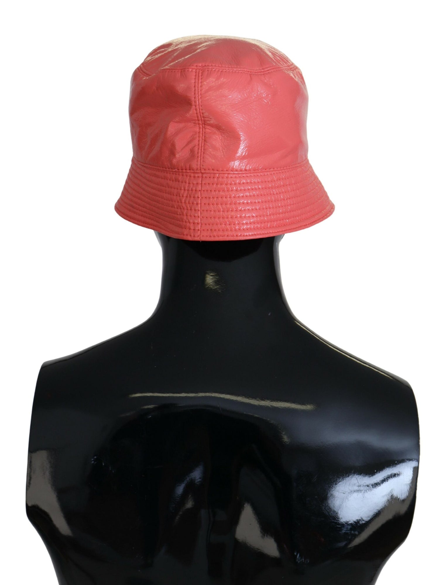 Dolce & Gabbana Peach Quilted Faux Leather Women Bucket Cap Hat - DEA STILOSA MILANO
