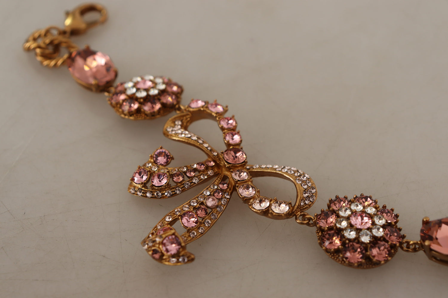 Dolce & Gabbana Gold Brass Chain Baroque Crystal Embellished Bracelet - DEA STILOSA MILANO