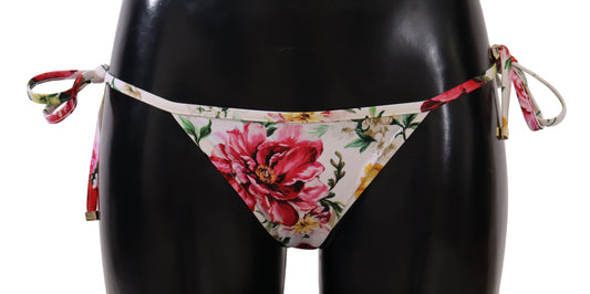 Dolce & Gabbana White Floral Print Bikini Bottom Swimwear - DEA STILOSA MILANO