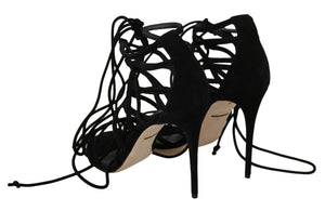 Dolce & Gabbana Black Suede Strap Stilettos Sandals - DEA STILOSA MILANO